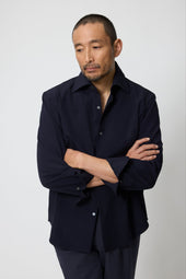 Spread Collar Shirt Wool Seersucker