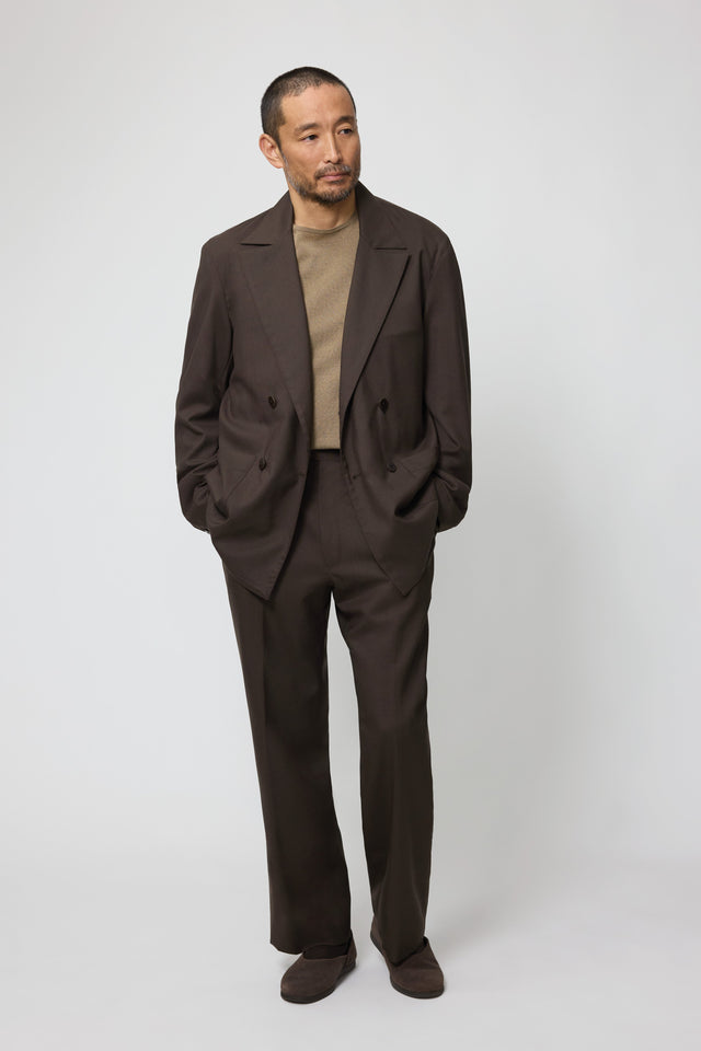 Double Breasted Shirt Jacket (Chocolate Tropical Wool)