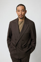 Double Breasted Shirt Jacket Tropical Wool