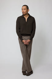 Long Sleeve Polo (Chocolate Wool Silk)
