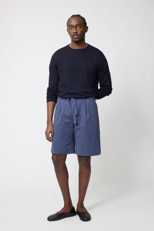 Long Sleeve Knit T-Shirt (Navy Wool Silk)