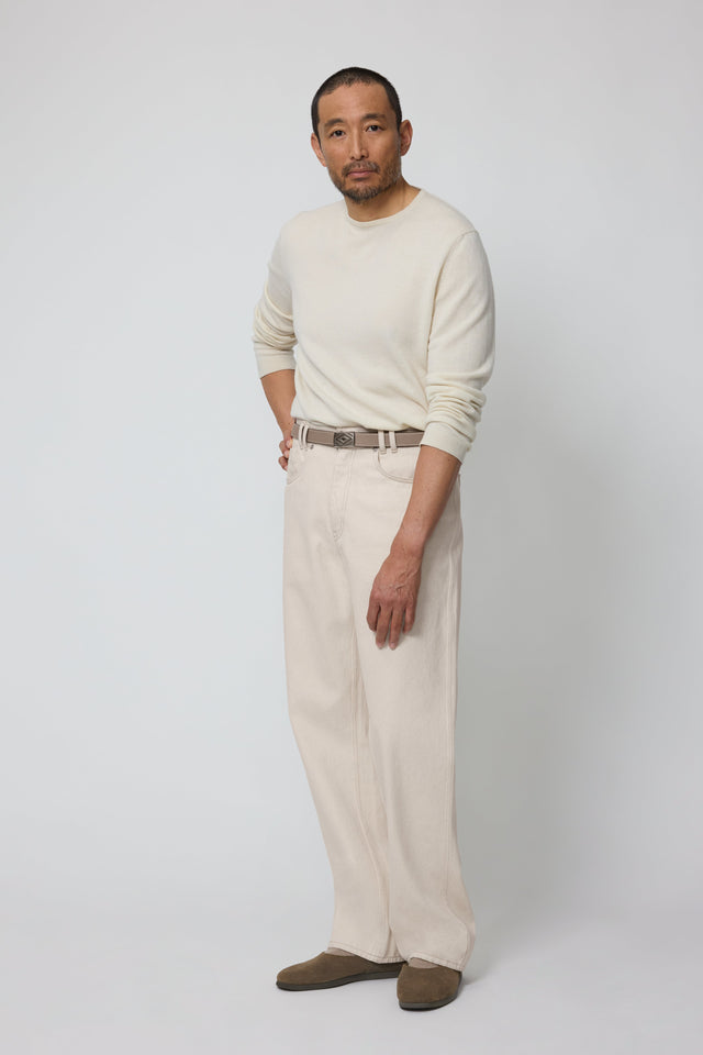 Long Sleeve Knit T-Shirt (Ivory Undyed Cashmere)