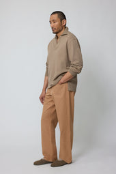 Long Sleeve Polo (Wheat Double Cotton Pique)