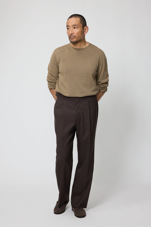 Single Pleat Trouser (Chocolate Tropical Wool)