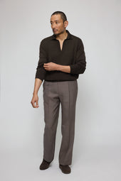 Single Pleat Trouser (Walnut Tropical Wool)