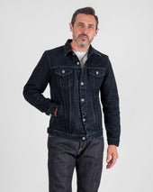 19oz Left-Hand Twill Selvedge Denim Type III Jacket - Indigo Overdyed Black