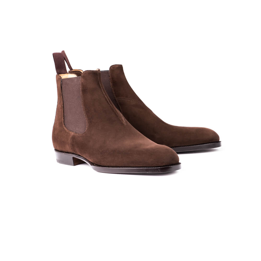 Chelsea Boots Elastic Sided In Dark Brown Suede