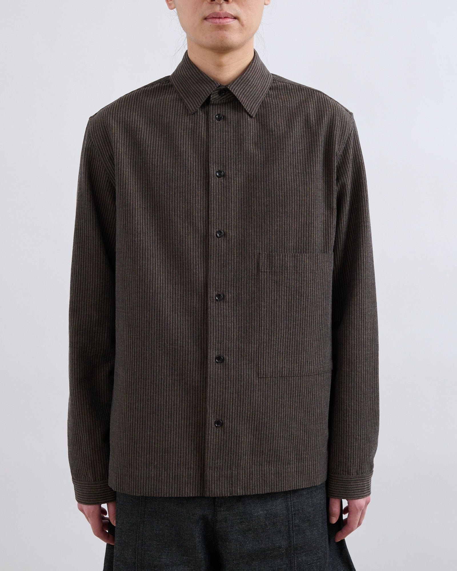 AW26 Natal Shirt - Navy/Brown Stripe