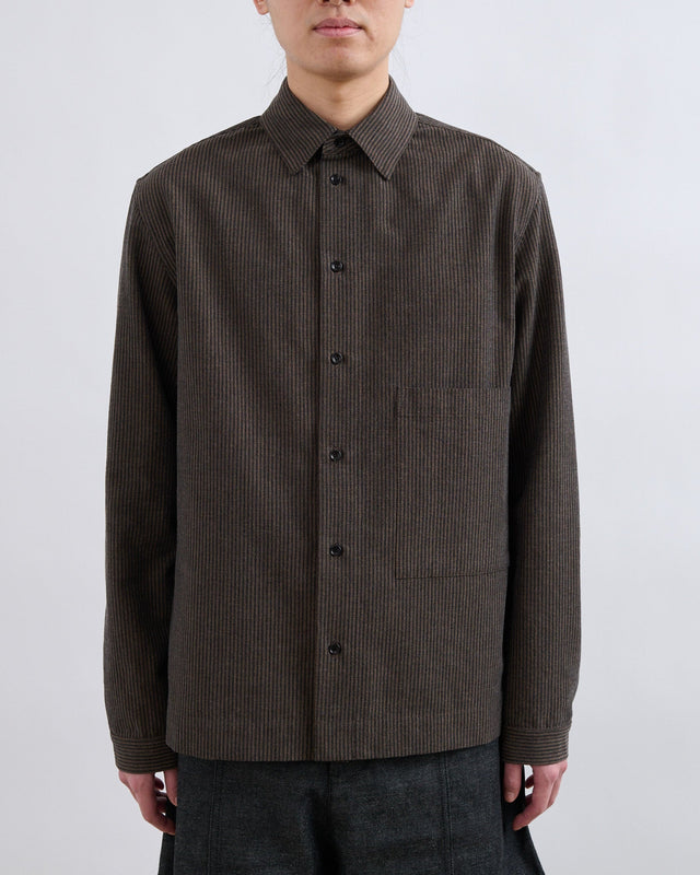 AW26 Natal Shirt - Navy/Brown Stripe