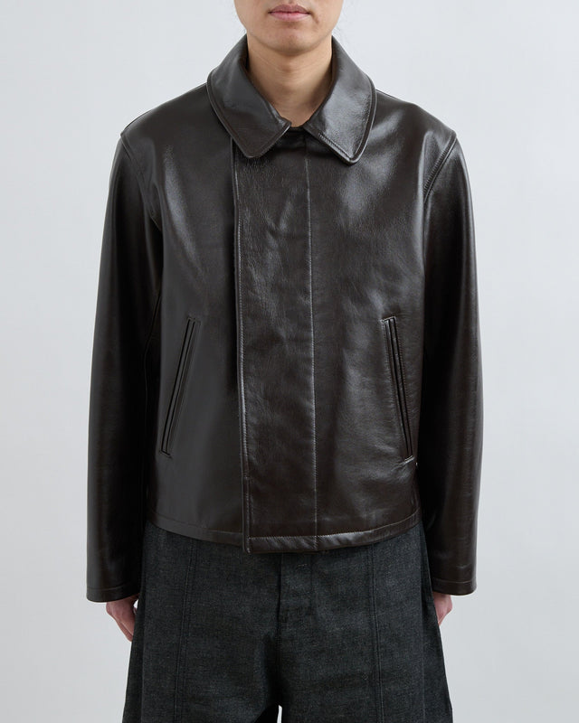 AW26 Leather Blouson - Dark Brown