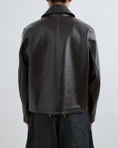 AW26 Leather Blouson - Dark Brown