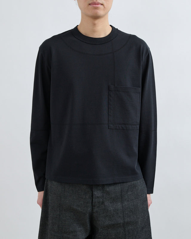AW26 Cross Stitch Long Sleeve Tee - Black