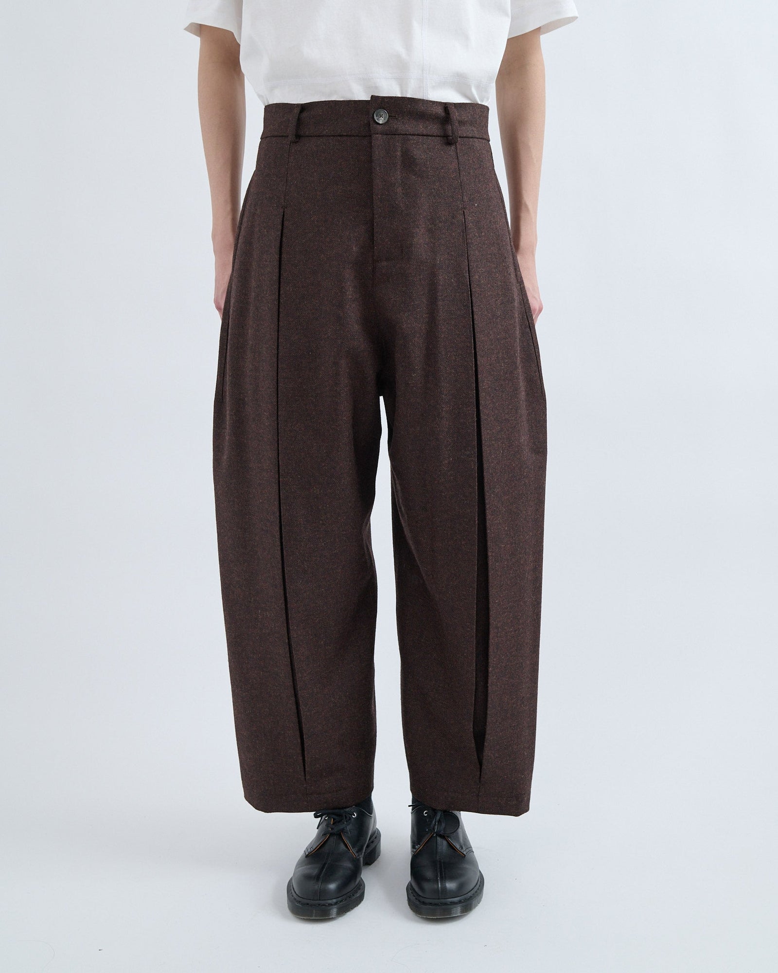 AW26 Box Pleat Trouser Wool - Mocha Brown