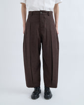 AW26 Box Pleat Trouser Wool - Mocha Brown