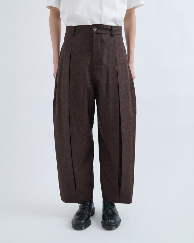 AW26 Box Pleat Trouser Wool - Mocha Brown