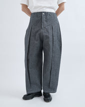 AW26 Box Pleat Trouser Denim - Salt and Pepper