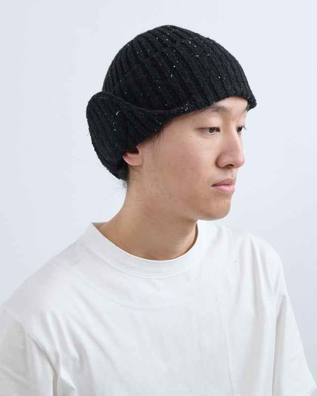 AW26 Flap Beanie - Speckled Black