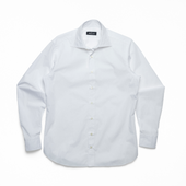 White Poplin Spread Collar Shirt