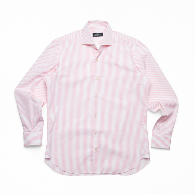 Pink Stripe Poplin Spread Collar Shirt