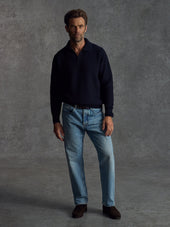 The Open Collar Cashmere Jumper - Ink