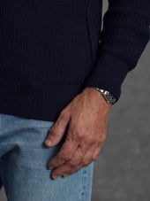 The Open Collar Cashmere Jumper - Ink