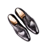Long Wing Full Brogue Derby In Crust Calf Leather