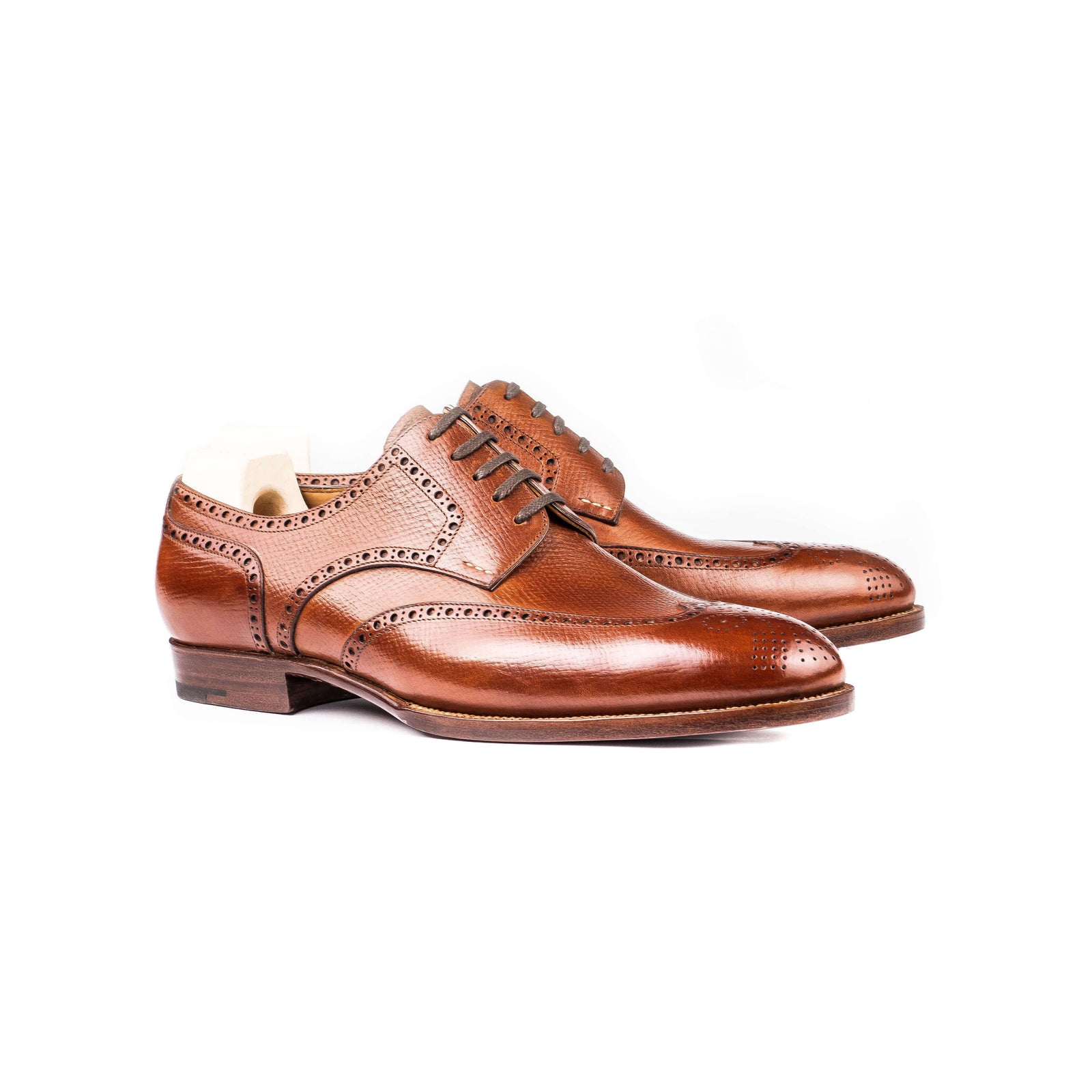 Full Brogue Derby In Mid Tabaccho Russian Calf Leather