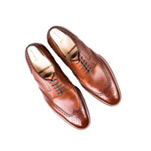 Full Brogue Derby In Mid Tabaccho Russian Calf Leather