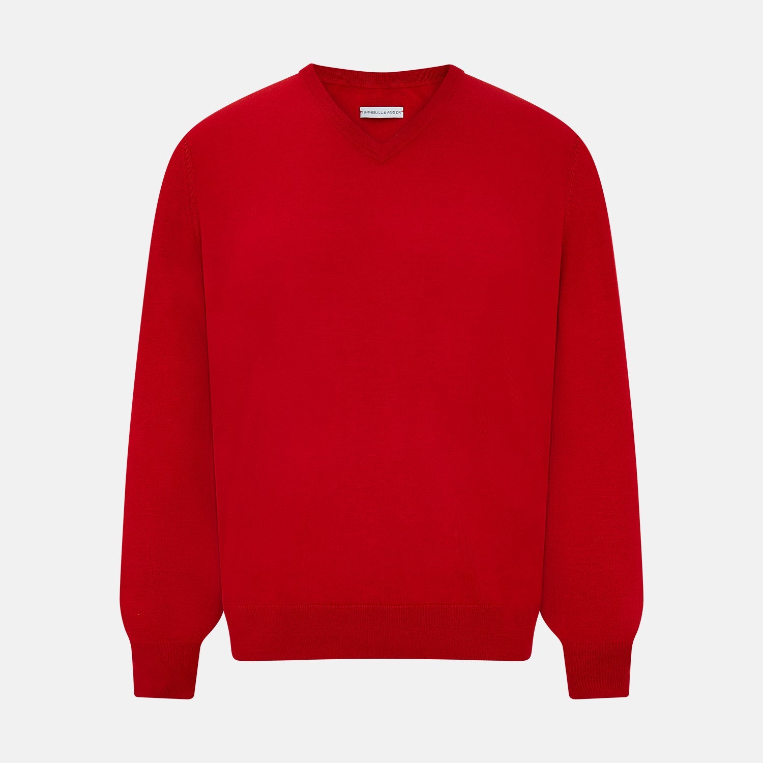 Red Fine Merino V Neck Jumper