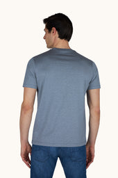 Silk And Cotton T Shirt With Micro Stripe Pattern