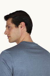 Silk And Cotton T Shirt With Micro Stripe Pattern