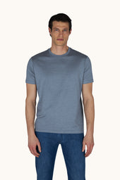 Silk and cotton T-Shirt with micro stripe pattern