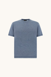 Silk And Cotton T Shirt With Micro Stripe Pattern