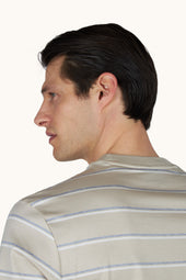 Double Mercerised Cotton Jersey T Shirt With Stripe Pattern