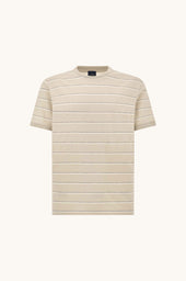 Double Mercerised Cotton Jersey T Shirt With Stripe Pattern