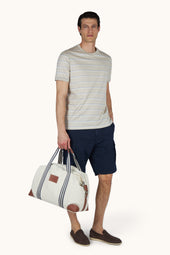 Double Mercerised Cotton Jersey T Shirt With Stripe Pattern