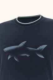 Cotton Jersey T Shirt With Shark Print