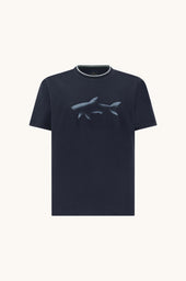 Cotton Jersey T Shirt With Shark Print