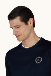 Aqua Touch Cotton T Shirt With Heraldic Embroidery