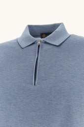 Silk And Cotton Zip Polo