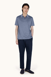 Silk And Cotton Zip Polo