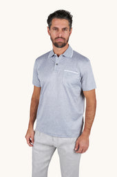 Double mercerised cotton jersey polo with pocket