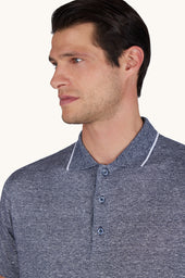 Polo In Linen And Cotton