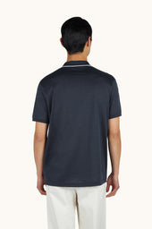 Open Collar Polo In Cotton And Silk