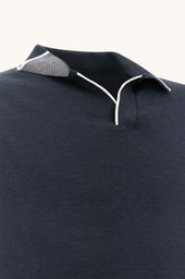 Open Collar Polo In Cotton And Silk