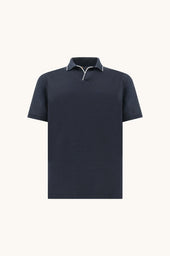 Open Collar Polo In Cotton And Silk