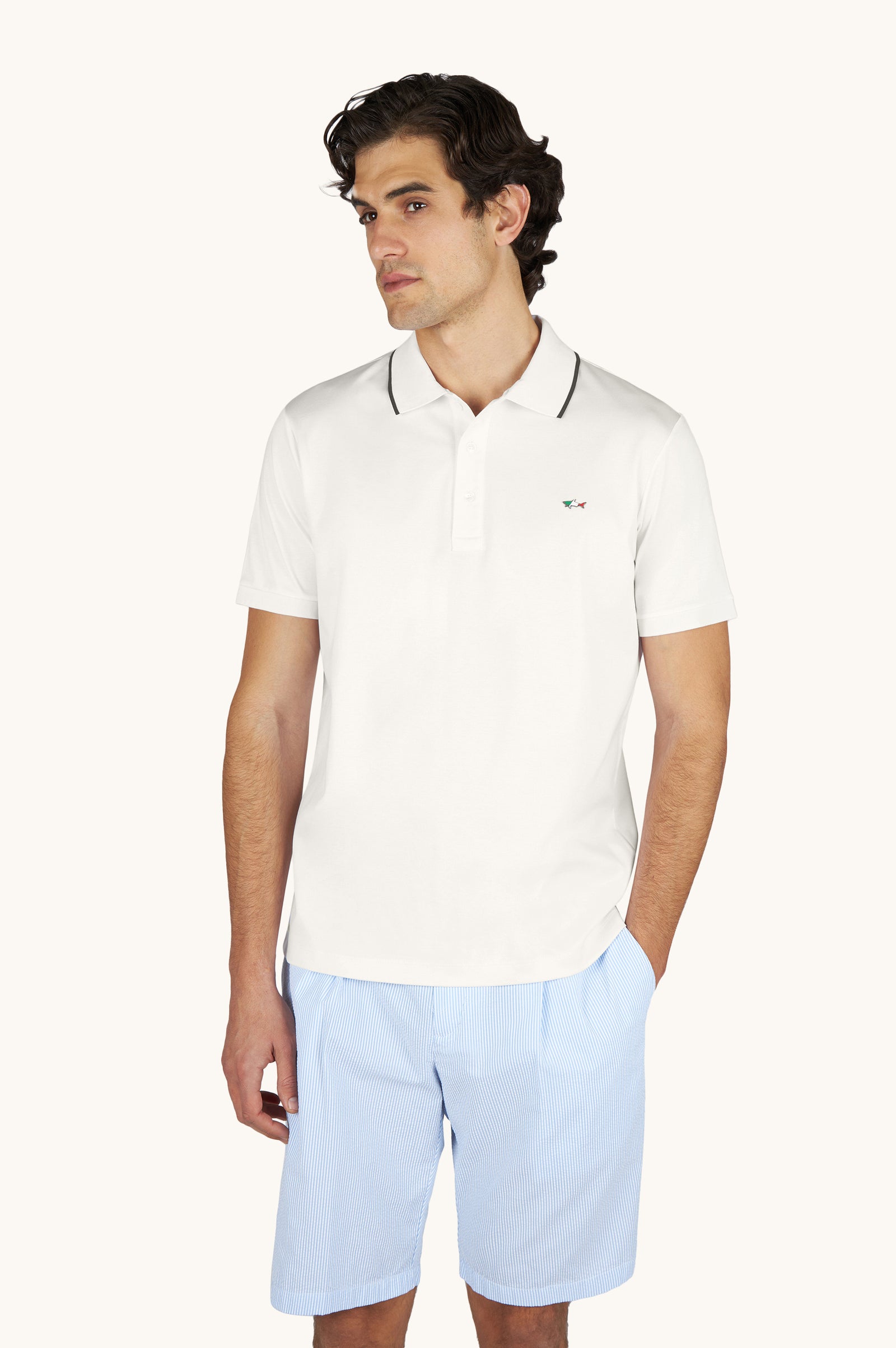 Polo Shirt In Aqua Touch Cotton