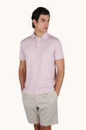 X-Soft polo shirt in cotton interlock with linen details