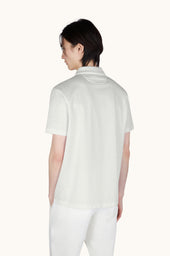 Polo Shirt In Double Mercerised Cotton Jersey With Linen Details