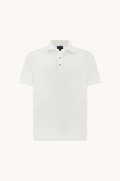 Polo Shirt In Double Mercerised Cotton Jersey With Linen Details